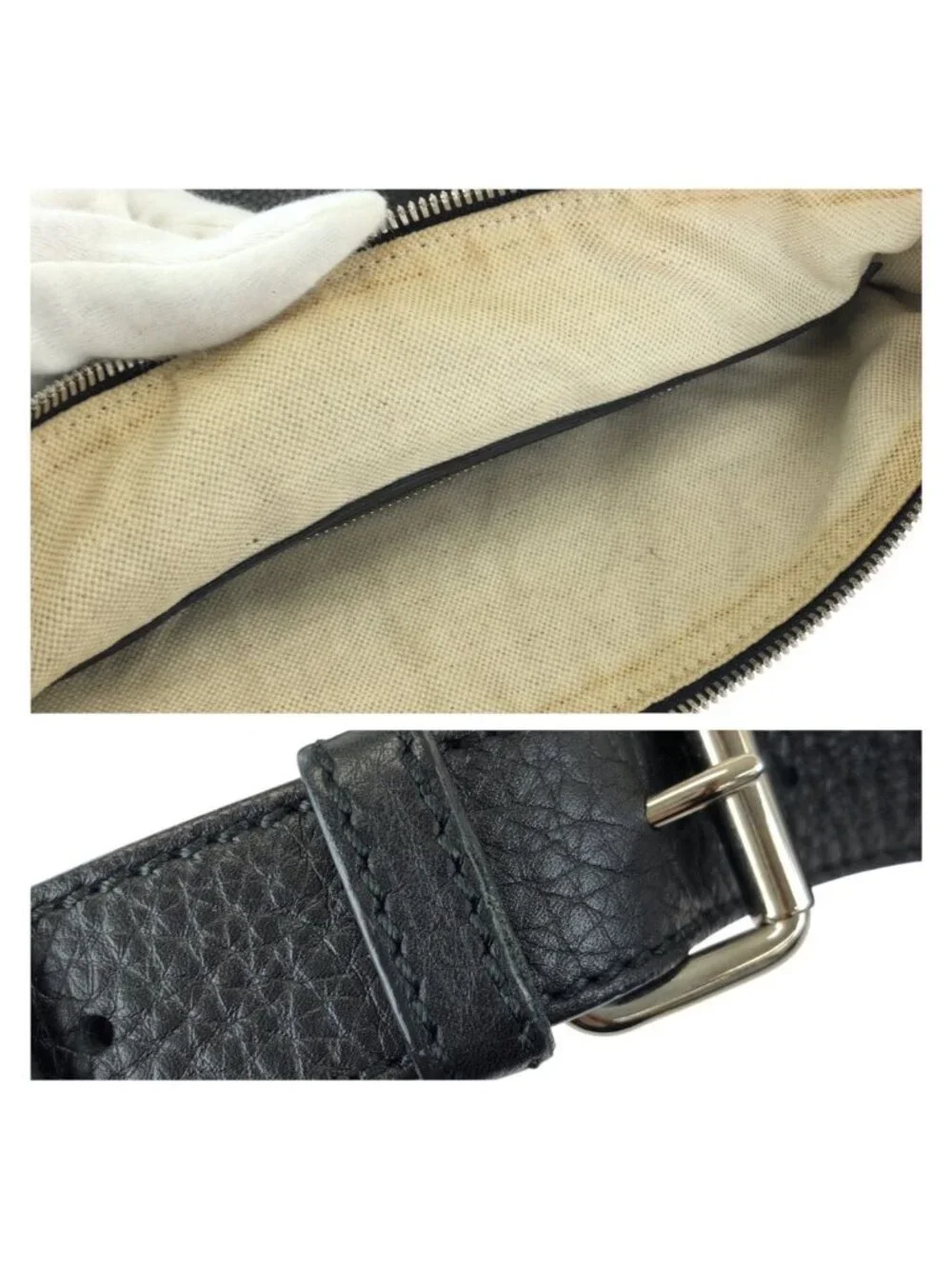 Gucci Interlocking Black Silver Leather Shoulder